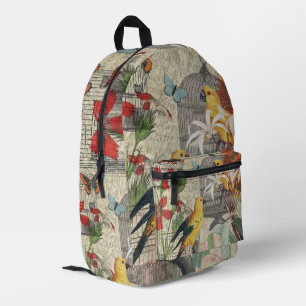 Sac À Dos Imprimé Parrot Jaune Tropical Antique Fleur
