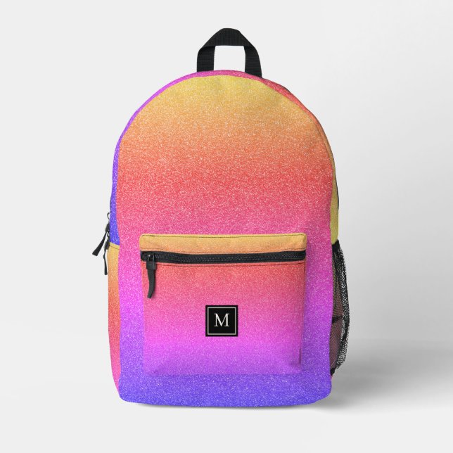 Sac À Dos Imprimé Parties scintillant Arc-en-ciel de filles Monogram (Recto)