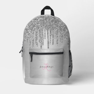 Sac À Dos Imprimé Parties scintillant d'argent personnalisé gouttes