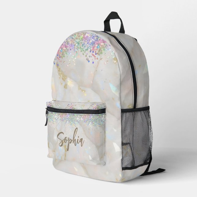 Sac À Dos Imprimé Parties scintillant Holographique moderne Opal Gem (Coin arrière droit)