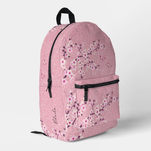 Sac À Dos Imprimé Parties scintillant rose cerise en fleur (Coin arrière gauche)