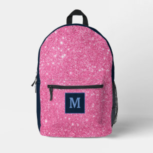 Sac À Dos Imprimé Parties scintillant rose moderne Monogramme Nom pe