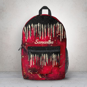 Sac À Dos Imprimé Parties scintillant rouge chic à gouttes noir mono