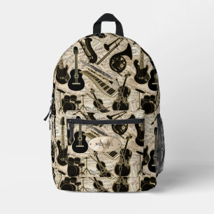 Sac À Dos Imprimé Partition et instruments Black/Gold ID481