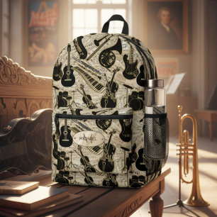 Sac À Dos Imprimé Partitions et Instruments Noir/Or ID481