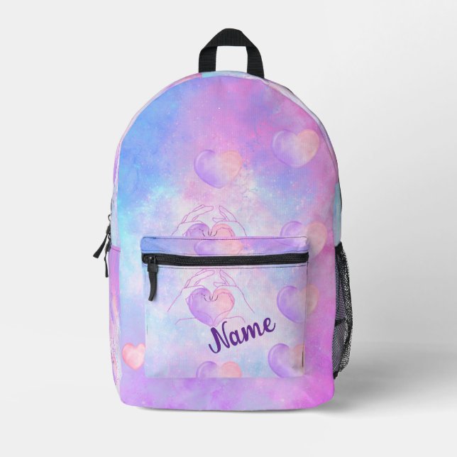 Sac À Dos Imprimé Pastel Galaxy Heart Dance Backpack - Nom personnal (Recto)