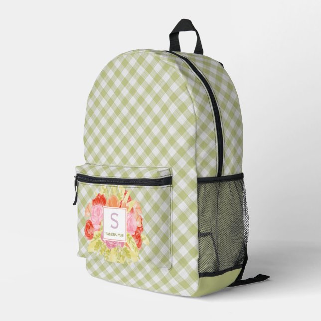 Sac À Dos Imprimé Pastel Pastel Vert printemps En vichy Motif chèque (Coin arrière droit)