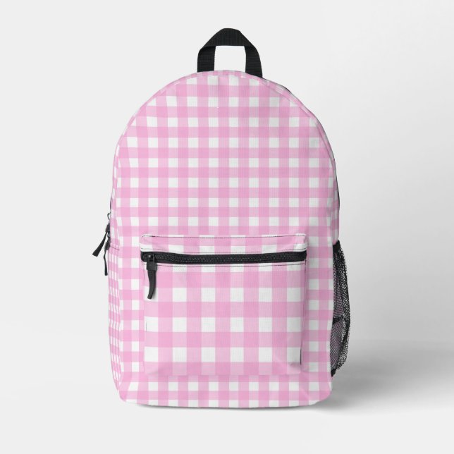 Sac À Dos Imprimé Pastel Pink En vichy Motif (Recto)