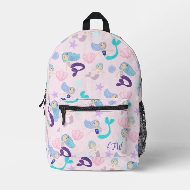 Sac À Dos Imprimé Pastel Seashell Mermaid Princesse Sisters (Recto)