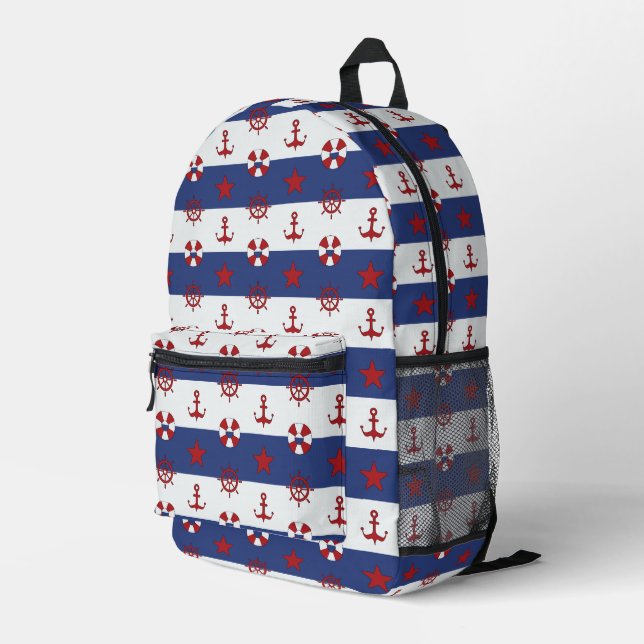 Sac À Dos Imprimé Patteries Nautical Stars and Stripes (Coin arrière droit)