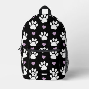 Sac À Dos Imprimé Paw Motif, Chien Paws, White Paws, Lilac Hearts