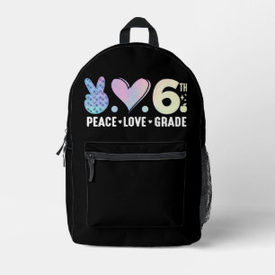 Sac À Dos Imprimé Peace Love 6e année Funny Retour à l'école