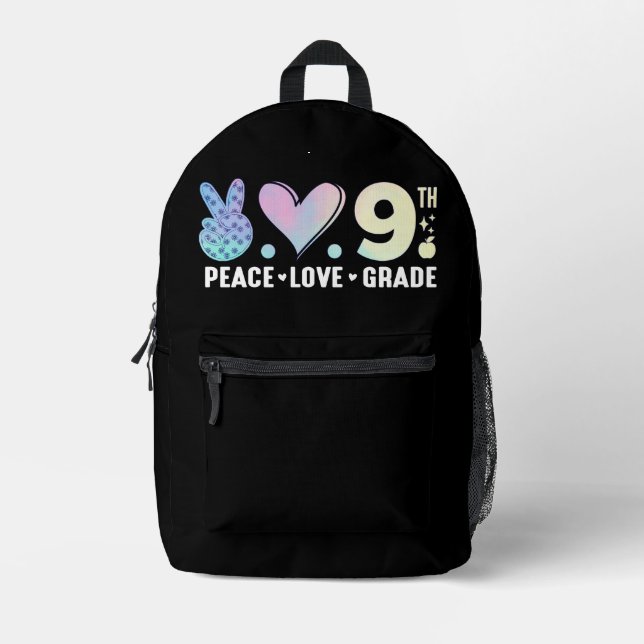 Sac À Dos Imprimé Peace Love 9th Grade Back To School Drôle (Recto)