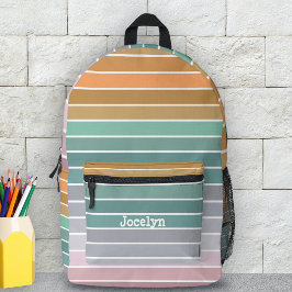 Sac À Dos Imprimé Peach pastel horizontal Turquoise violet vert rayé