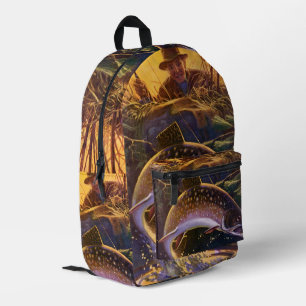 Sac À Dos Imprimé Pêcheur de truite vintage, Pêche sportive
