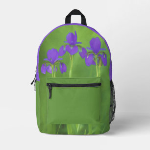 Sac À Dos Imprimé Peinture Iris Violet - Art Fleur Originale