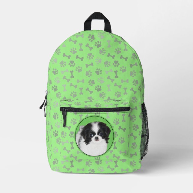 Sac À Dos Imprimé Peinture japonaise de chiot - Chien Art (Recto)