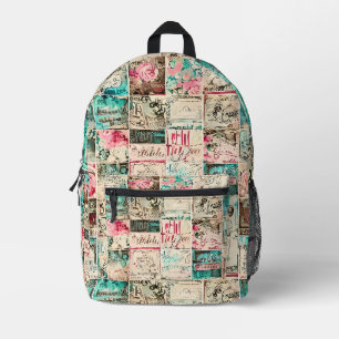 Sac À Dos Imprimé Peinture rustique art Carré motif aquarelle