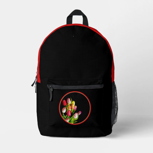 Sac À Dos Imprimé Peinture Tulip - Art Fleur original (Recto)