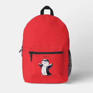 Sac À Dos Imprimé Pengu Happy Penguin Enfants Noir-Rouge