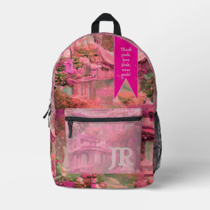 Sac À Dos Imprimé Penser Rose, Aimer Rose, Porter Le Monde Rose