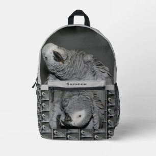 Sac À Dos Imprimé Perroquet gris d'Afrique mignon oiseau Personnalis