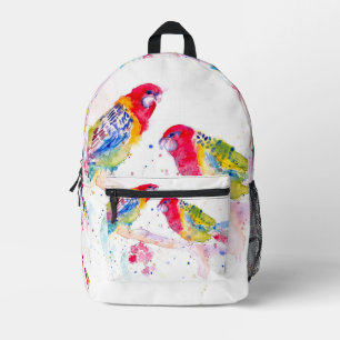 Sac À Dos Imprimé Perroquet Rosella Rouge Aquarelle Garçons Oiseau