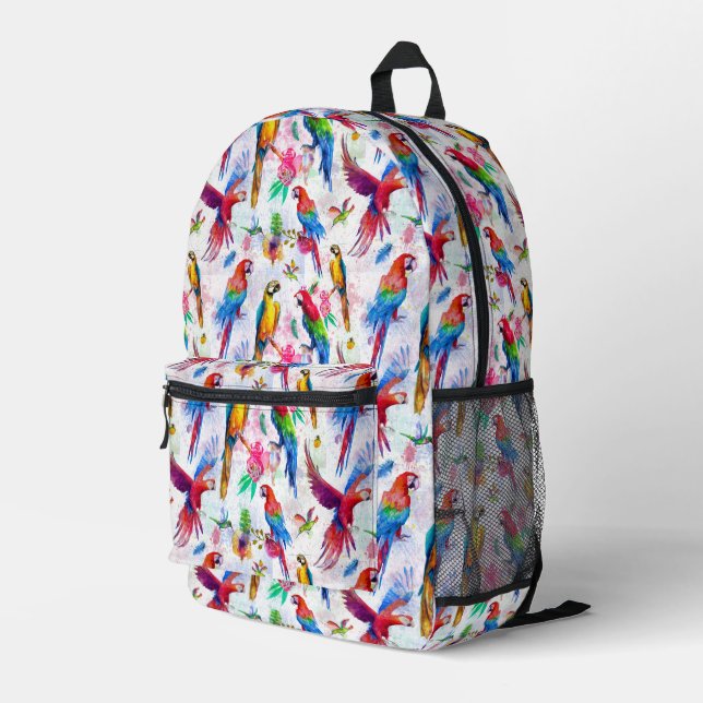 Sac À Dos Imprimé Perroquets de style aquarelle (Coin arrière droit)