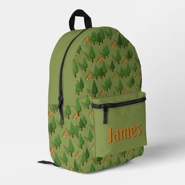 Sac À Dos Imprimé Personalized Fox & Forest School Backpack (Coin arrière gauche)