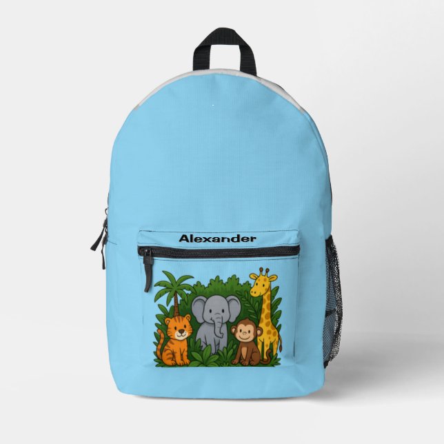 Sac À Dos Imprimé Personalized Jungle Animal Backpack – Fun Safari  (Recto)