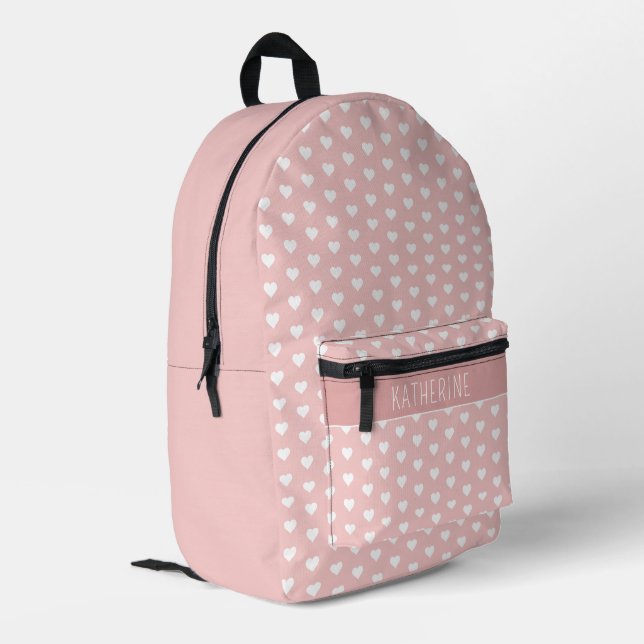 Sac À Dos Imprimé Personnalisé Cute Hearts Motif rose (Coin arrière gauche)