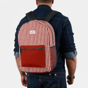 Sac À Dos Imprimé Personnalisé Monogramme Moderne Bracelet Rouge fon