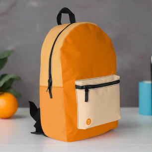 Sac À Dos Imprimé Personnalisé Orange Nom initial Cute élégant