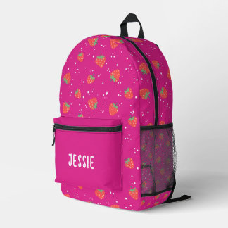 Sac À Dos Imprimé Personnaliser Hot Pink Strawberry Nom Fille