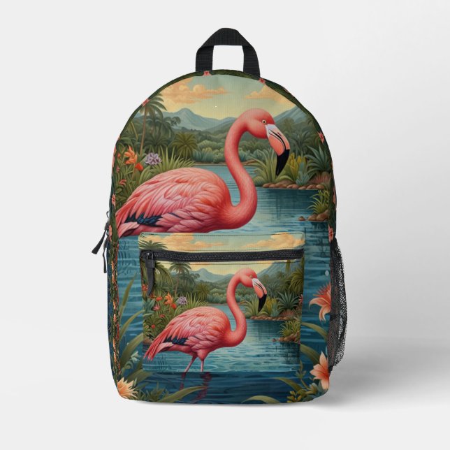Sac À Dos Imprimé Personnaliser le flamant rose (Recto)