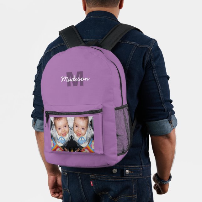 Sac À Dos Imprimé Personnaliser Votre photo personnalisée monogramme (Insitu (Modèle))