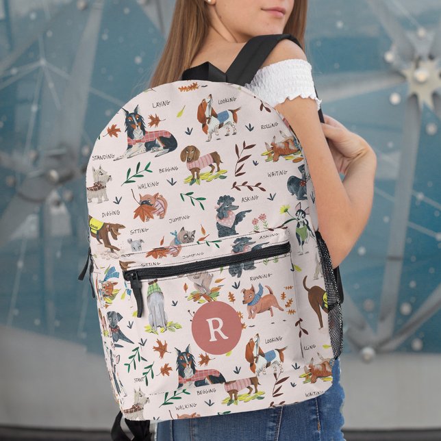 Sac À Dos Imprimé Petit Chien Chien Rose Cute Motif animal (Cute Pink Little Puppy Dog Pet Pattern Printed Backpack)