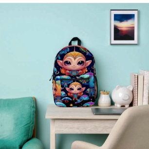 Sac À Dos Imprimé Petits Aliens multicolores dans l'espace