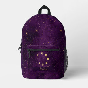 Sac À Dos Imprimé Phases de lune et étoiles Personnalisées