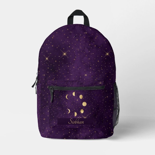 Sac À Dos Imprimé Phases de lune et étoiles Personnalisées (Recto)
