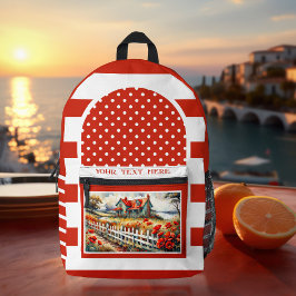 Sac À Dos Imprimé Photo artistique rétro rouge blanc rayé