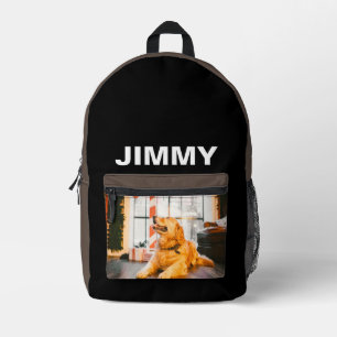 Sac À Dos Imprimé Photo Chien Personnalisé Noir Simple