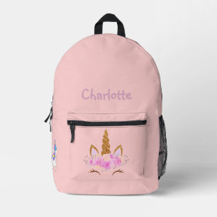 Sac À Dos Imprimé Photo de Casquette Unicorn rose nommée de retour à
