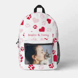 Sac À Dos Imprimé Photo et nom personnalisés Empreintes de pattes Mo