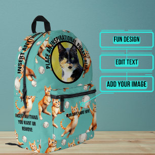 Sac À Dos Imprimé Photo ronde et chats texte à la recherche de bulle