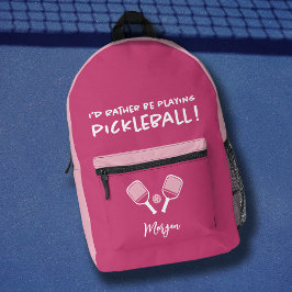Sac À Dos Imprimé Pickleball Drôle Sport Mignon Nom Personnalisé Ros