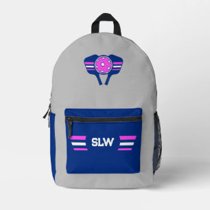 Sac À Dos Imprimé Pickleball personnalisé bleu et rose chaud
