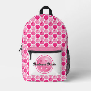 Sac À Dos Imprimé Pickleball rose et blanc Pickleballs Personnalisé