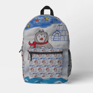 Sac À Dos Imprimé Pingouin à neige d'hiver