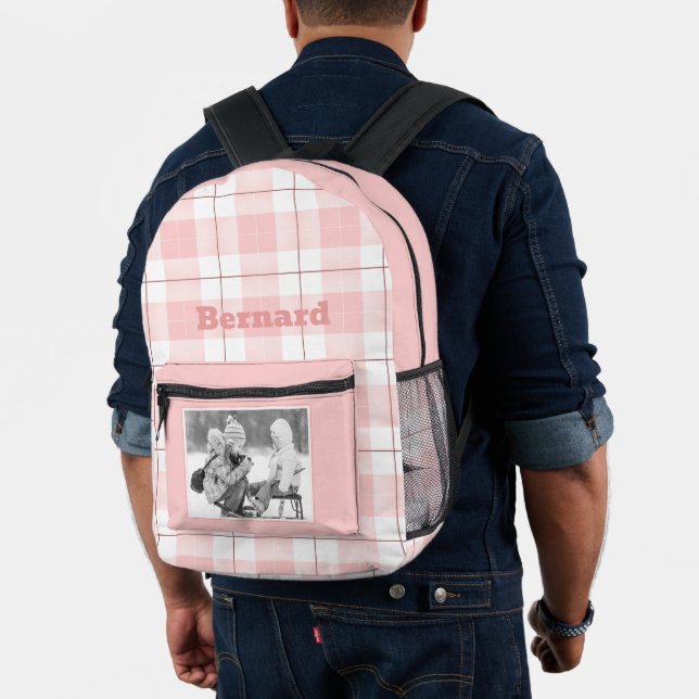 Sac À Dos Imprimé Pink White En vichy Plaid Nom et photo du Motif (Insitu (Modèle))